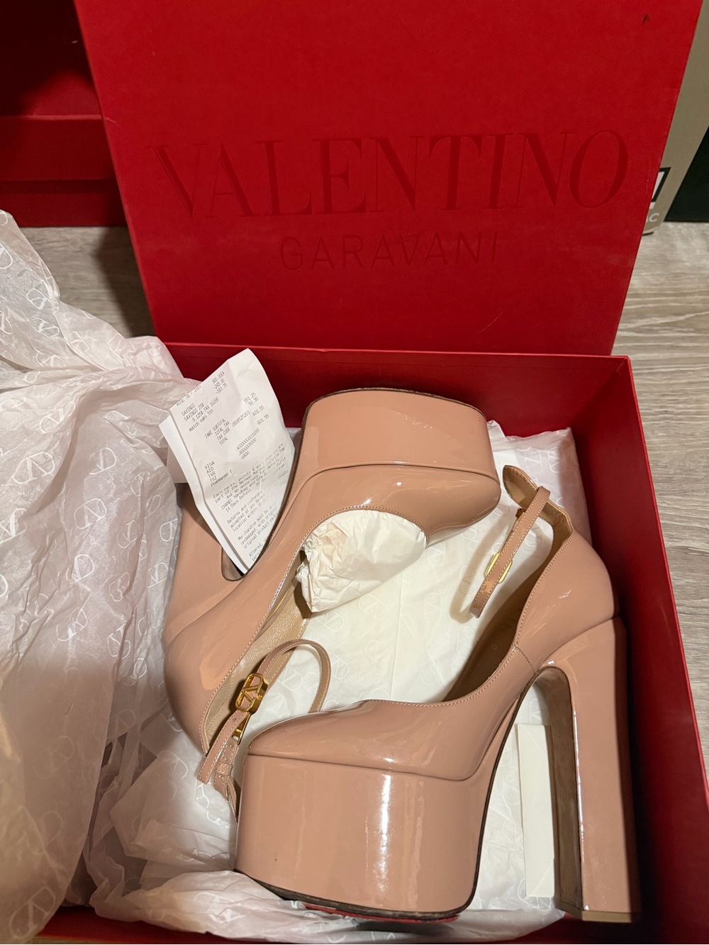 Valentino Garavani Blush Patent Platform Pumps